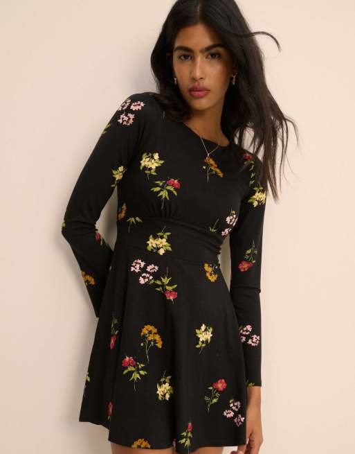 Nobody's Child Floral jersey tate mini dress in black, 4 of 5