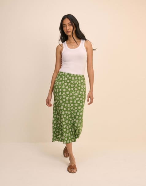Nobody's Child Floral mila midi slip skirt in green - view 1