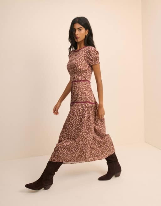 Nobody's Child Floral tie dara midi dress in multi, 6 of 6