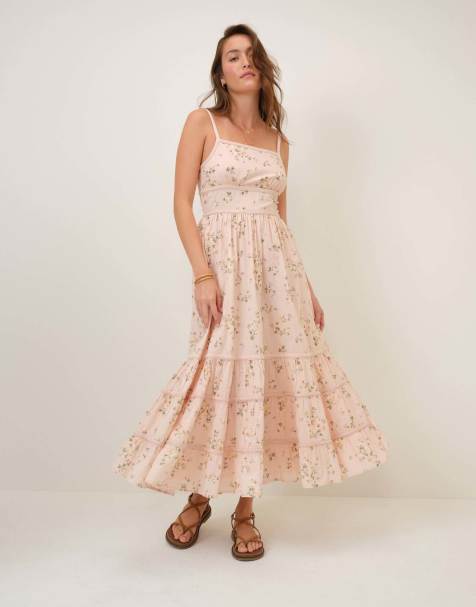 Nobody's Child Floral tiered veronica midi dress in pink - view 1