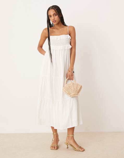 Nobody's Child Florian ruffle cami midaxi dress in white - view 1