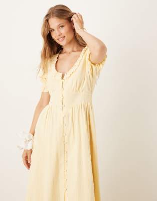 Nobody's Child Flossie frill detail midaxi dress in yellow - view 1