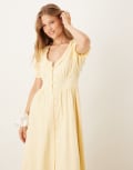 [Nobody's Child] Nobody's Child Flossie frill detail midaxi dress in yellow 12 Yellow