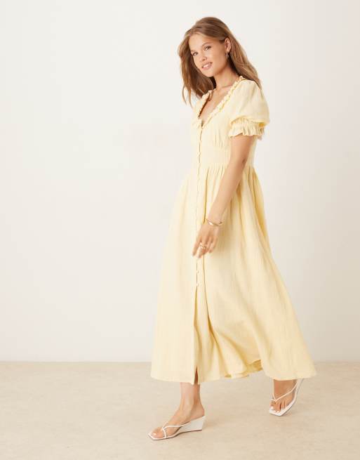 Nobody's Child – Flossie – Midaxi-Kleid in Gelb mit Rüschen, 2 von 4