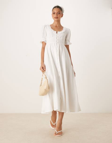 Nobody's Child – Flossie – Midaxi-Kleid in Weiß mit Rüschen - view 1