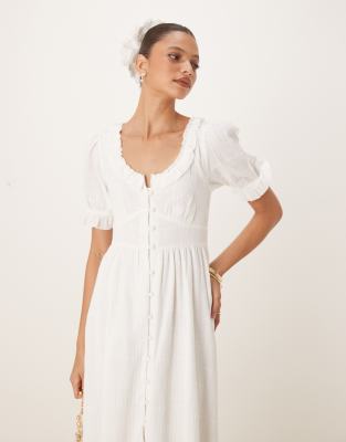 NOBODY'S CHILD FLOSSIE RUFFLE DETAIL MIDAXI DRESS 