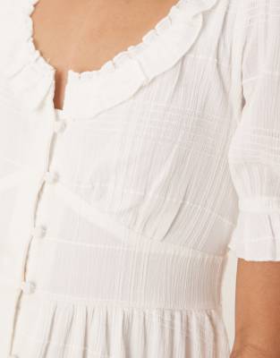 Nobody's Child Flossie ruffle detail midaxi dress in white