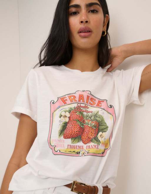Nobody's Child Fruits graphic t-shirt in cream, 2 of 5