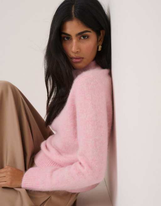 Nobody's Child Funnel neck knitted jumper in pink, 4 of 4