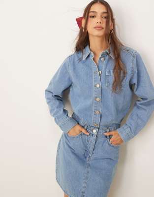 Nobody's Child - Galveston - Kurzes Jeans-Hemdkleid in Hellblau