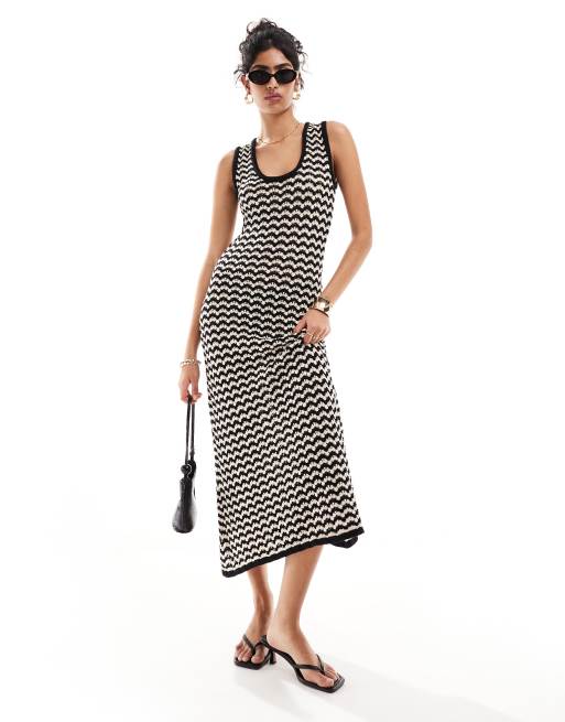 Nobody's Child - Gehaakte midi-jurk in zwart en wit 
