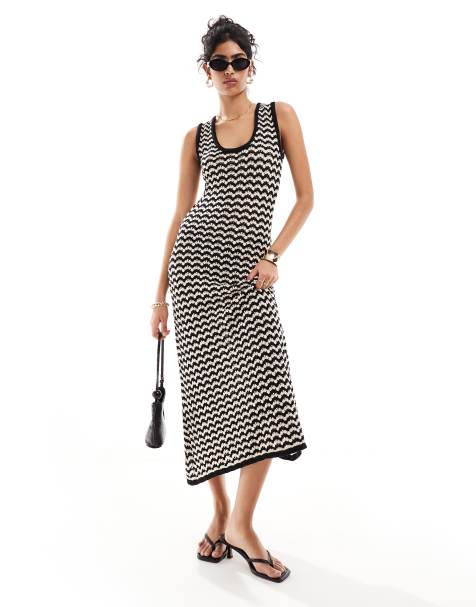 Nobody's Child – Gehäkeltes Midikleid in Schwarz-Weiß - view 1