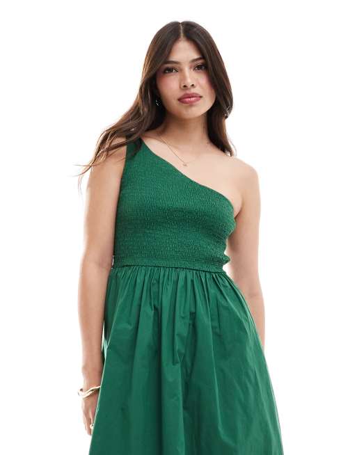 Nobody's Child Georgia midi one shoulder smock dress in green | ASOS