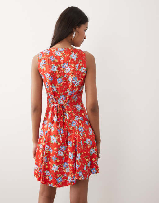 Nobody's Child – Georgie – Mini-Skaterkleid in Rot geblümt, 4 von 4