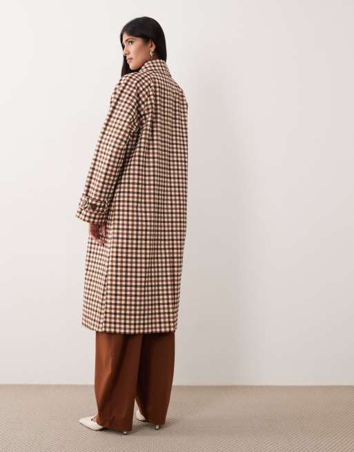 Nobody's Child - Geruite trenchcoat met lange pasvorm in bruin, 2 van 4