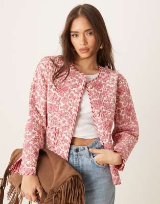 Nobody's Child - Gesteppte Wendejacke mit Print in Rosa und Gelb-Bunt