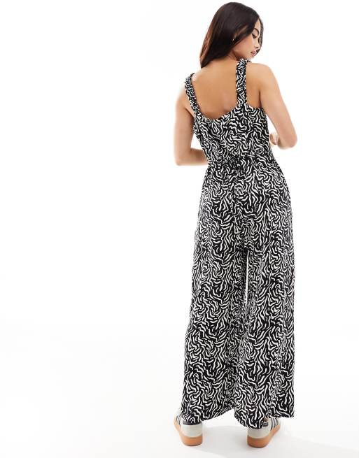 Nobody s Child Gill wide leg jumpsuit in black and white squiggle print ASOS