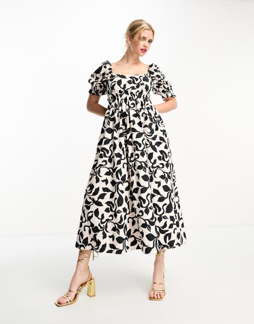 Nobody's Child - Ginger - Babydoll midi jurk met abstracte print