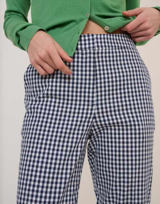Nobody's Child Gingham cigarette trousers in blue, 3 of 6