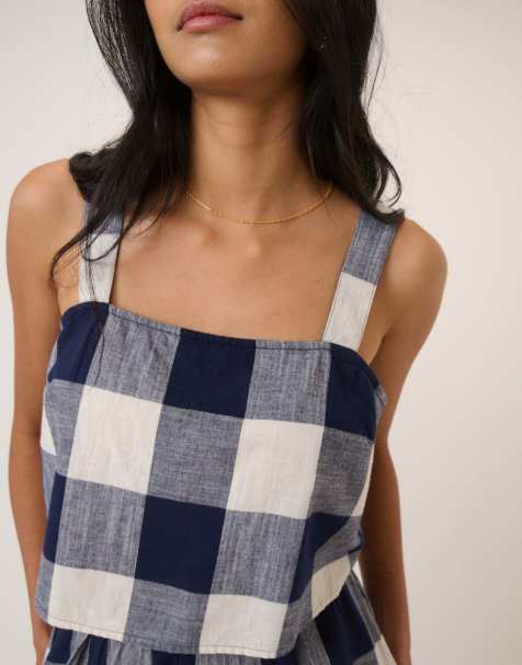 Nobody's Child Gingham swing top in blue - view 1