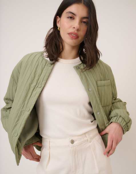 Nobody's Child Green quilted bomber jacket in green