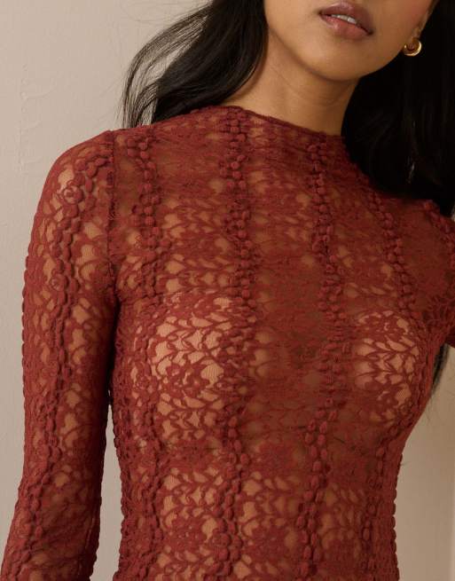 Nobody's Child Grown on neck lace top in brown, 2 of 5