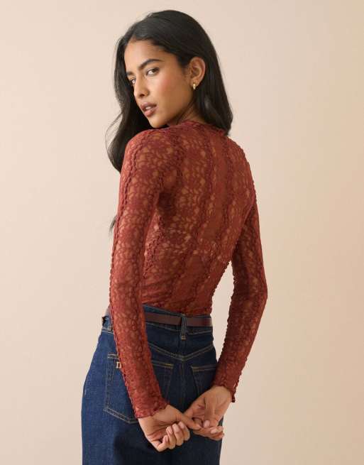 Nobody's Child Grown on neck lace top in brown, 5 of 5