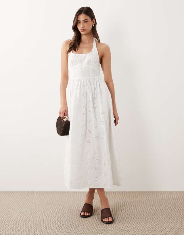 Nobody's Child Hallie cotton broderie halter neck a-line midi