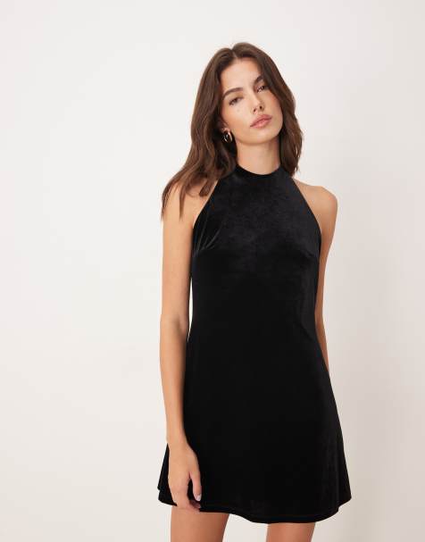 Nobody's Child halter neck velvet mini dress in black - view 1