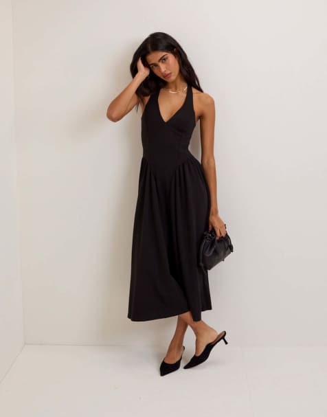 Nobody's Child Halterneck amie midi dress in black - view 1