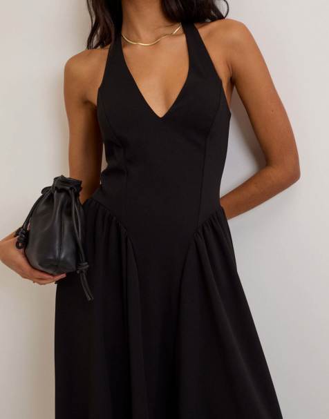 asos black tie dresses DESIGN textured wrap waist shirt midi dress in  On Sale Now with Up to 11% Off Black Formal Dresses | Black