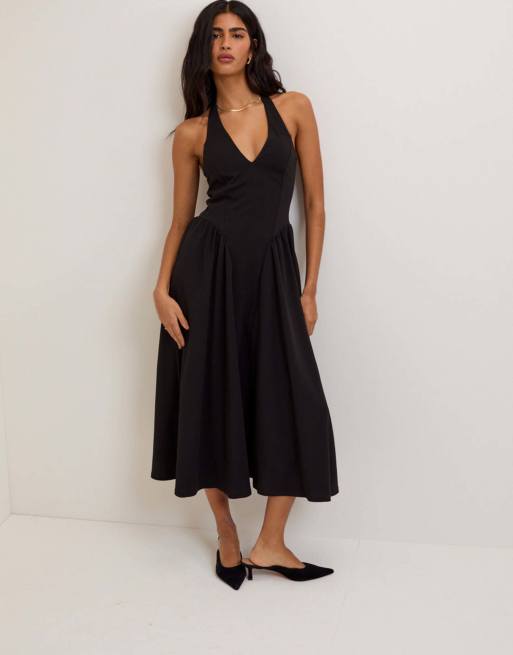 Nobody's Child Halterneck amie midi dress in black, 4 of 5