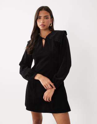 Nobody's Child Hannah cord oversized collar tie front mini dress