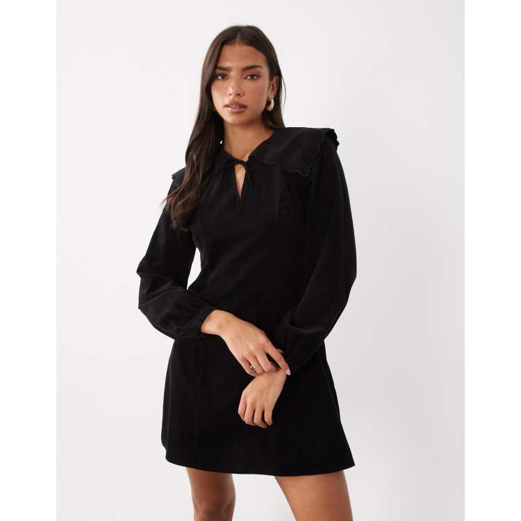 Nobody's Child Hannah cord oversized collar tie front mini dress