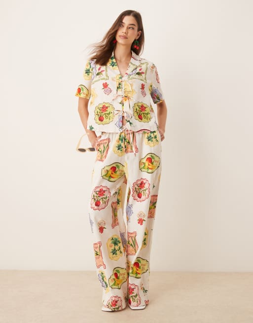 Nobody's Child Harper Camicia con stampa di frutta e laccetti