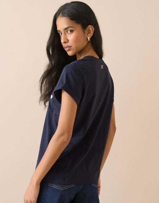 Nobody's Child Heart embroide t-shirt in blue, 2 of 5