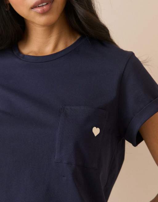 Nobody's Child Heart embroide t-shirt in blue, 3 of 5