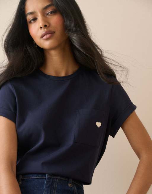 Nobody's Child Heart embroide t-shirt in blue, 5 of 5