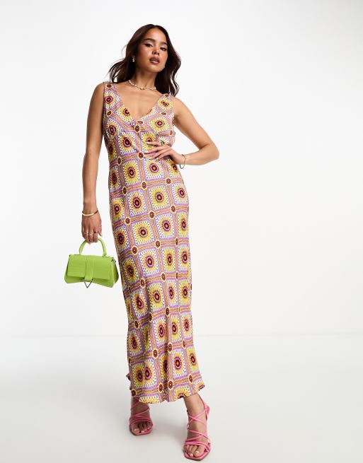 Nobody's Child Helena midi dress in crochet print 