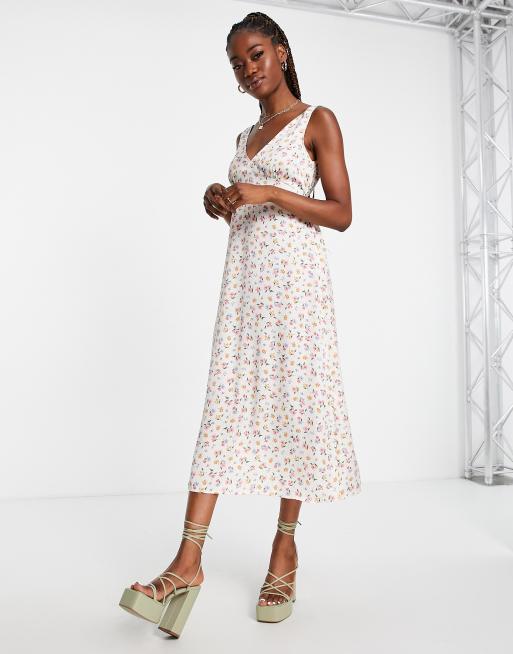 Nobody's Child - Helena - Mouwloze midi jurk met bloemenprint in crème
