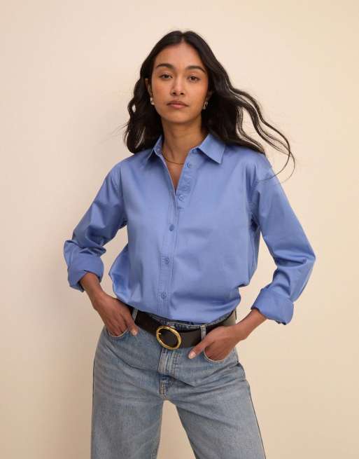 Nobody's Child Hestia relaxed shirt in blue, 3 of 5