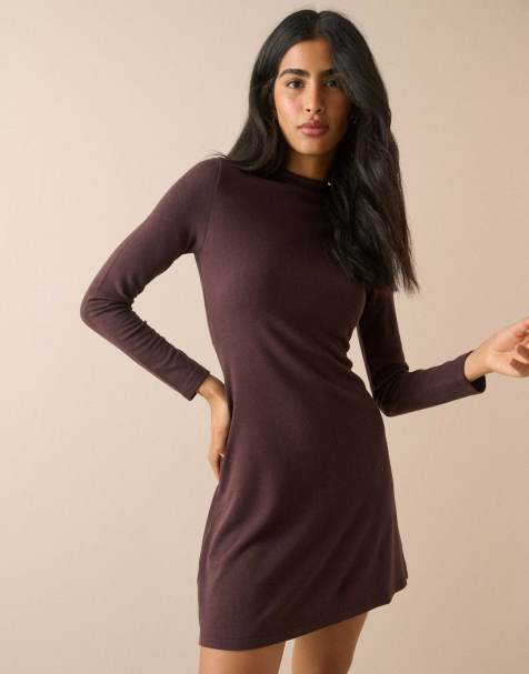 Nobody's Child High neck bailey mini dress in brown - view 1
