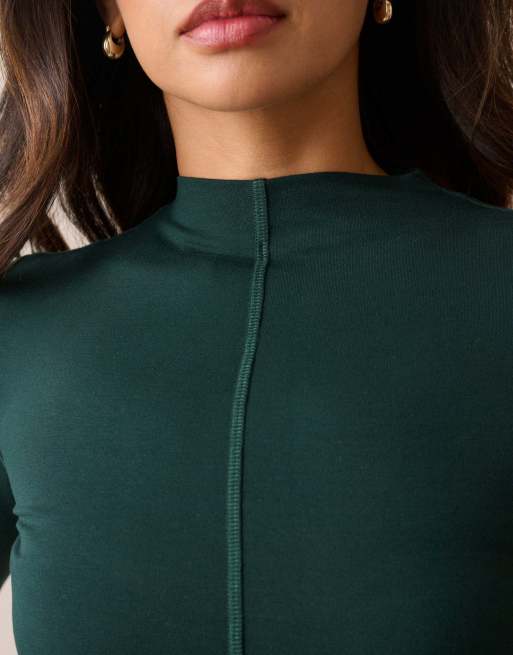 Nobody's Child High neck jersey top in green, 3 of 5
