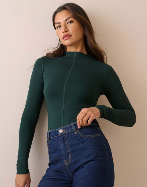 Nobody's Child High neck jersey top in green, 5 of 5