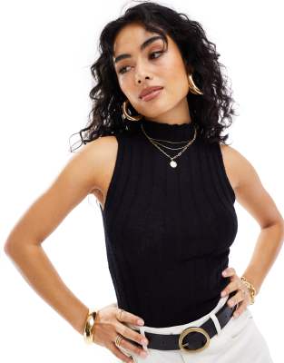 Nobody's Child Nobody's Child high neck knitted top in black