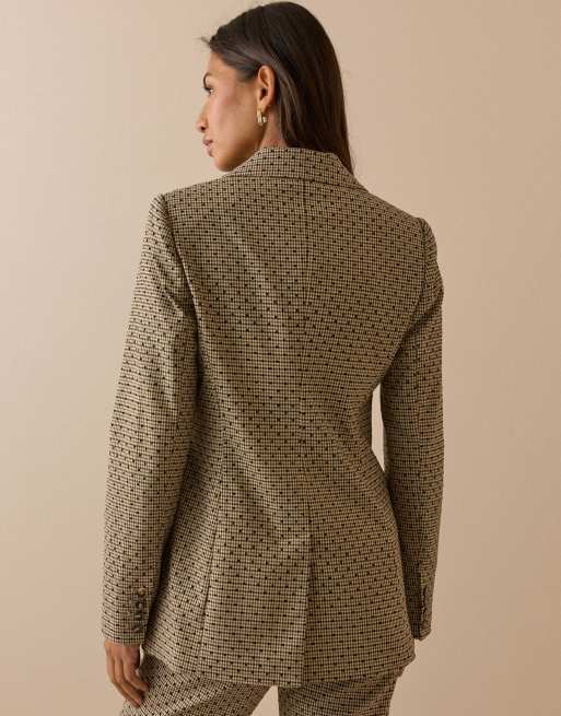 Nobody's Child Houndstooth polka dot double breasted blazer in brown, 2 of 5