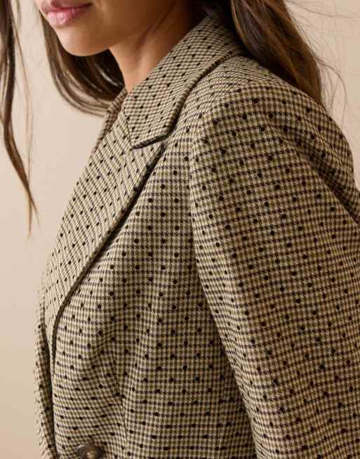 Nobody's Child Houndstooth polka dot double breasted blazer in brown, 5 of 5
