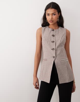 Nobody's Child Immy Long Line Vest In Brown