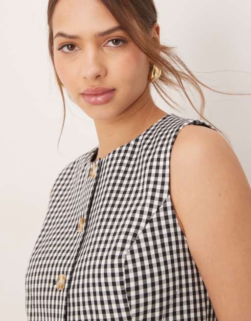 Nobody's Child Immy long line waistcoat co-ord in mono gingham, 3 of 4