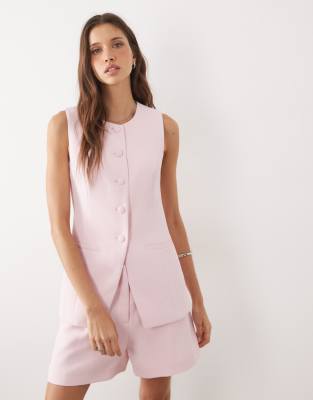 Nobody's Child Immy longline cinched detail waistcoat co-ord in pink